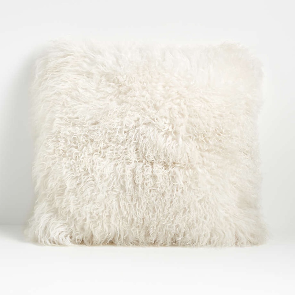 Pair of 23” Crate&Barrel sheepskin pillow covers